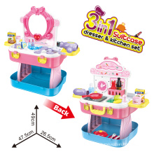 portable 3 in 1 beauty table kitchen girls makeup toy for princess